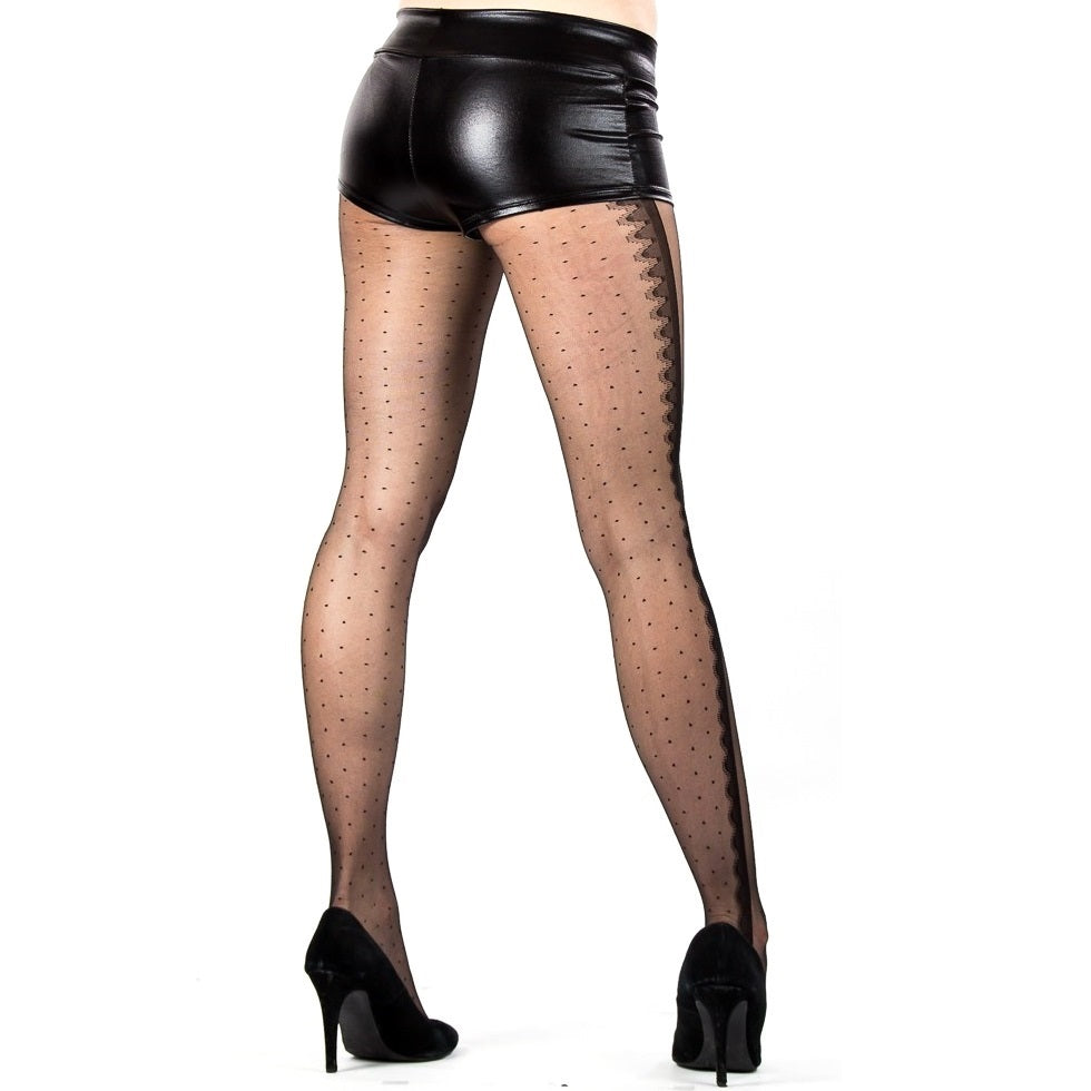 Load image into Gallery viewer, Sheer Dots Tights With Scalloped Side Seam - Leggsbeautiful
