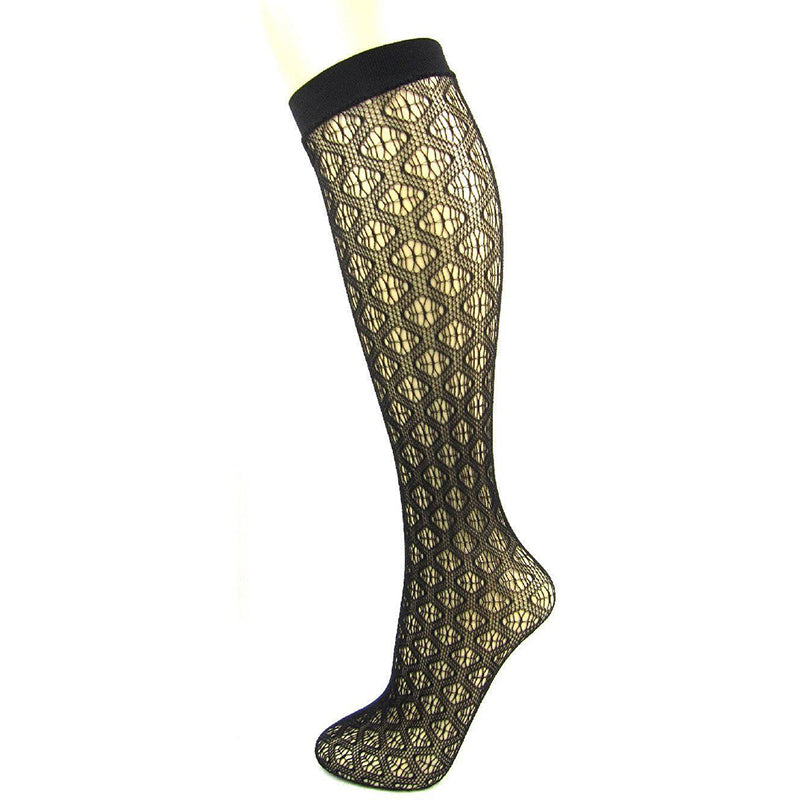 Diamond Pattern Net Knee High Socks - Leggsbeautiful