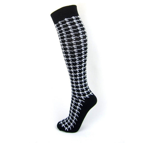Load image into Gallery viewer, Cotton Blend Dogtooth Knee High Socks - Leggsbeautiful

