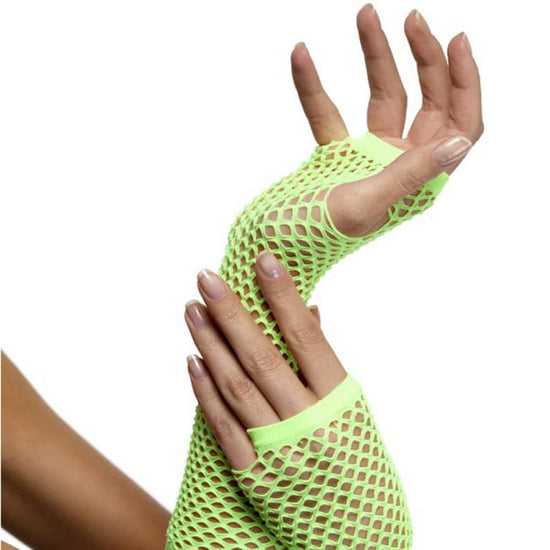 Silky Long Neon Stretch Fishnet Gloves - Leggsbeautiful