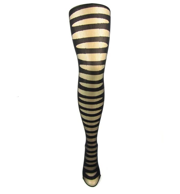Sheer And Opaque Open Front Tights - Leggsbeautiful