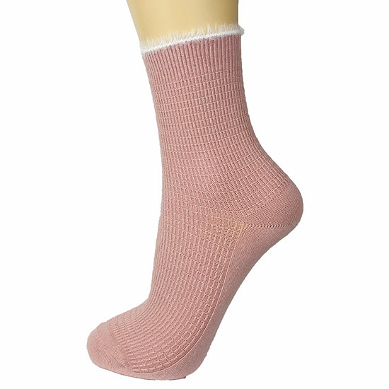 Cotton Blend Eyelash Trim Ankle Socks