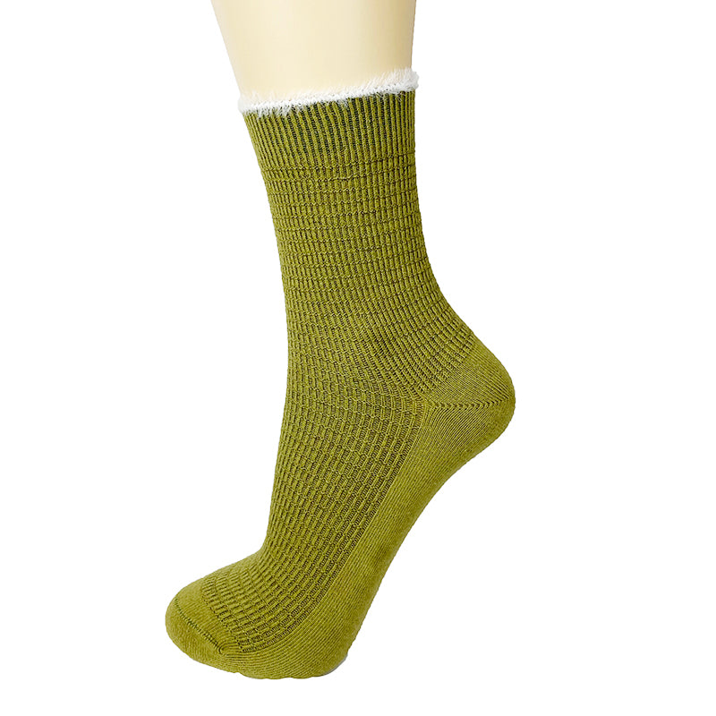 Cotton Blend Eyelash Trim Ankle Socks