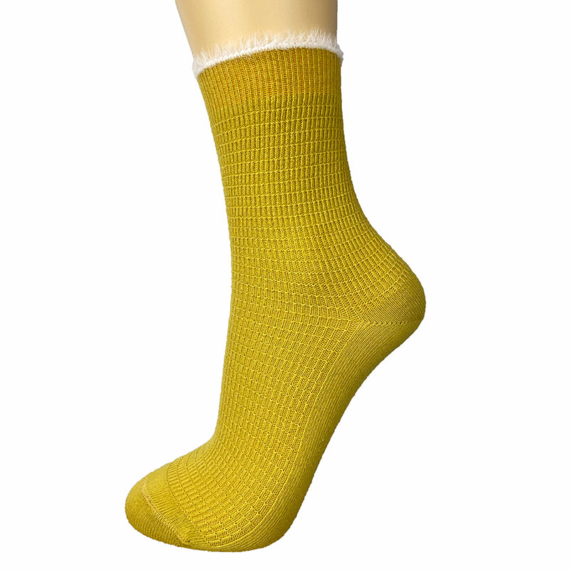 Cotton Blend Eyelash Trim Ankle Socks