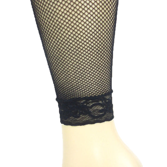 Lace Trim Footless Fishnet Tights Medium Net - Leggsbeautiful