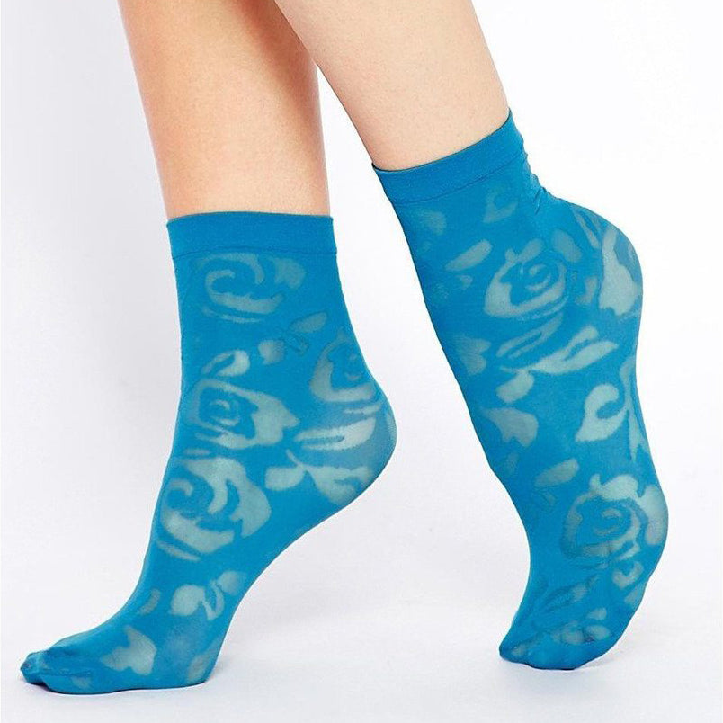 Gipsy Soft 40 Denier Rose Print Ankle Socks - Leggsbeautiful