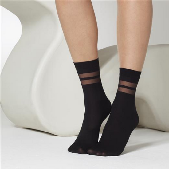 Gipsy Sheer Double Stripe Ankle Socks - Leggsbeautiful