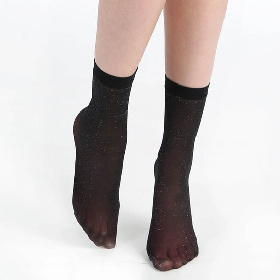 Load image into Gallery viewer, Pamela Mann Semi Opaque Lurex Glitter Ankle Socks
