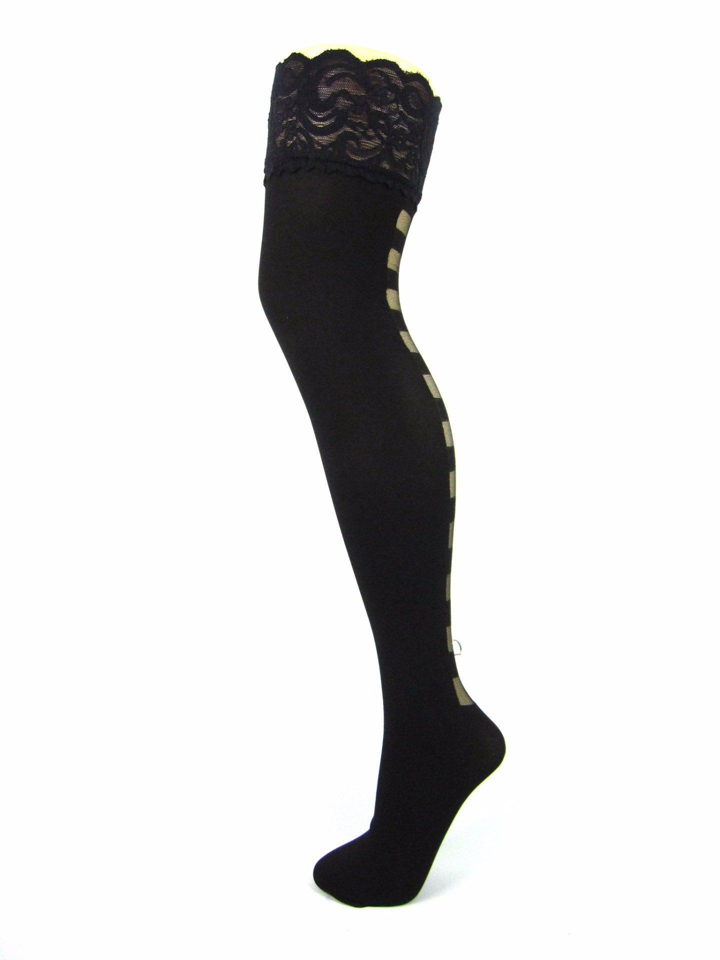 Sheer Hold Ups With Sheer Back And Lace Top - Leggsbeautiful