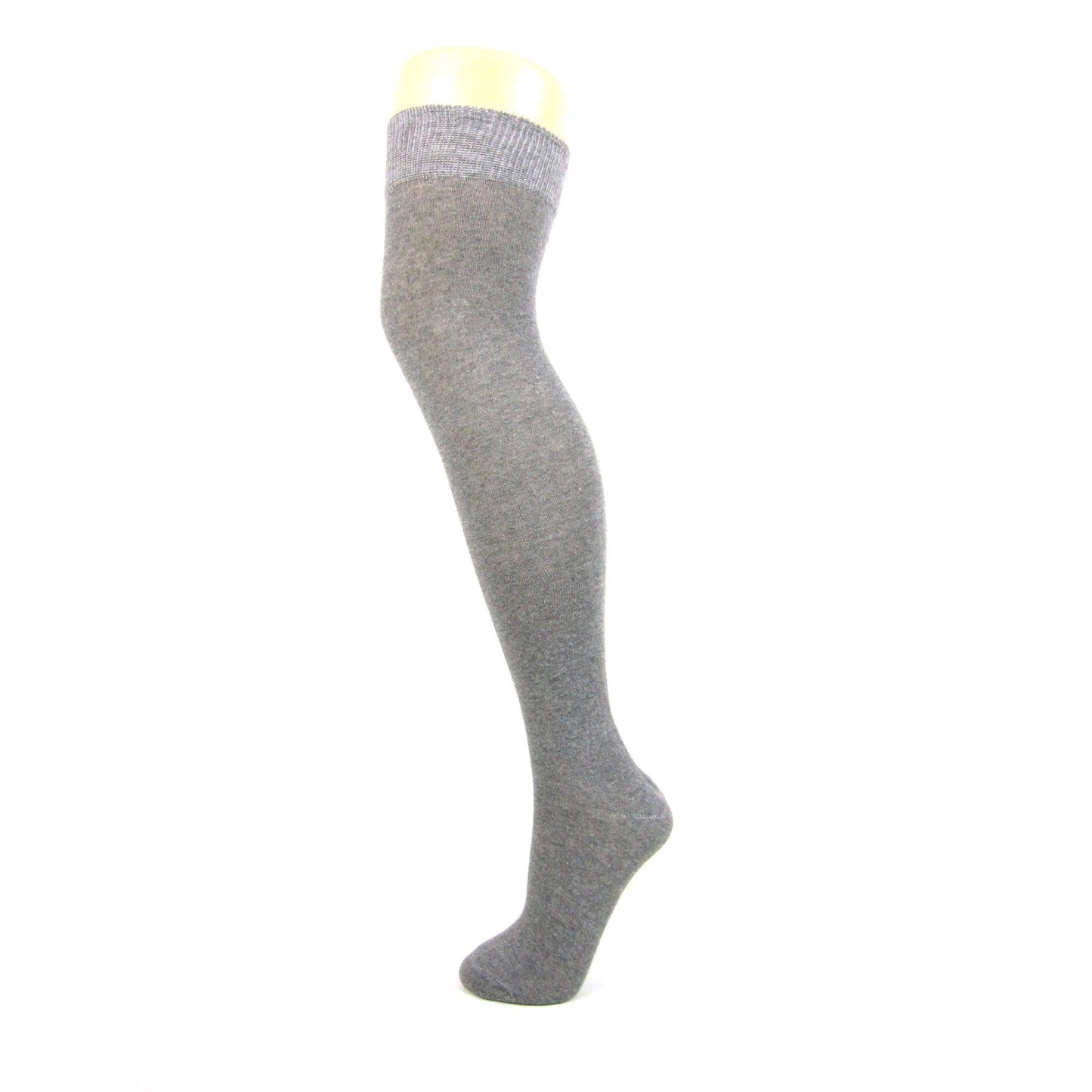 Plain Cotton Blend Over The Knee Socks - Leggsbeautiful