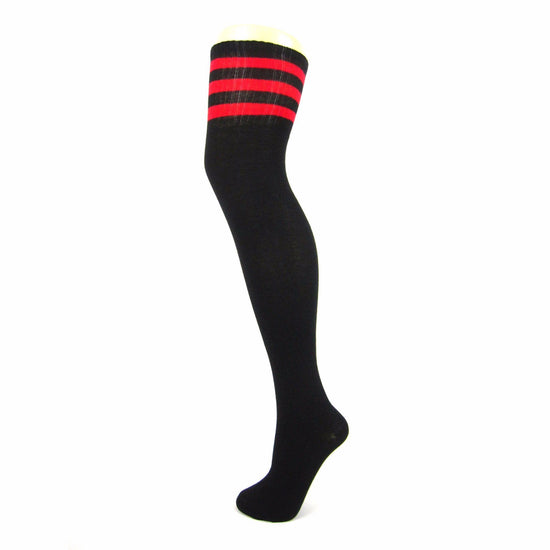 Cotton Blend 3 Stripe Soccer Style Over The Knee Socks - Leggsbeautiful