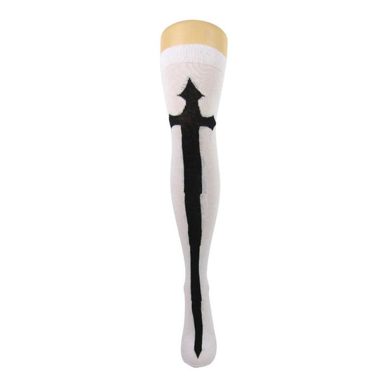 Cotton Blend Gothic Cross Over The Knee Boot Socks - Leggsbeautiful