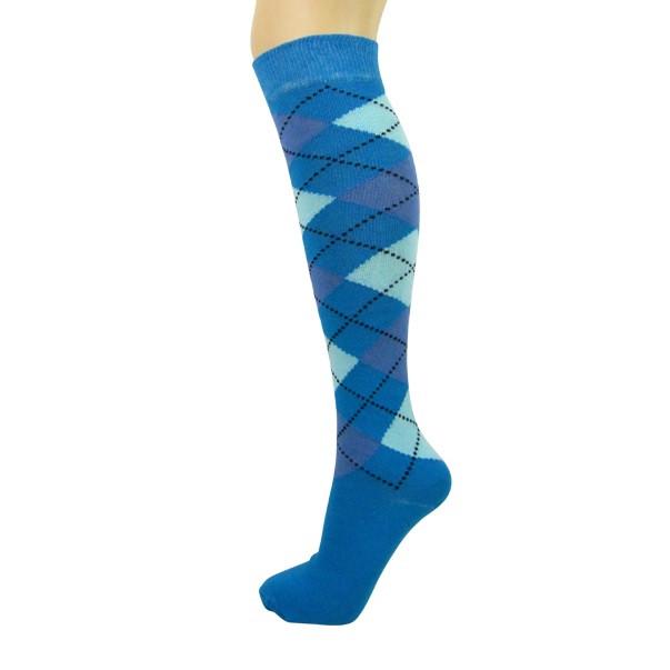 Cotton Blend Argyle Knee High Socks - Leggsbeautiful