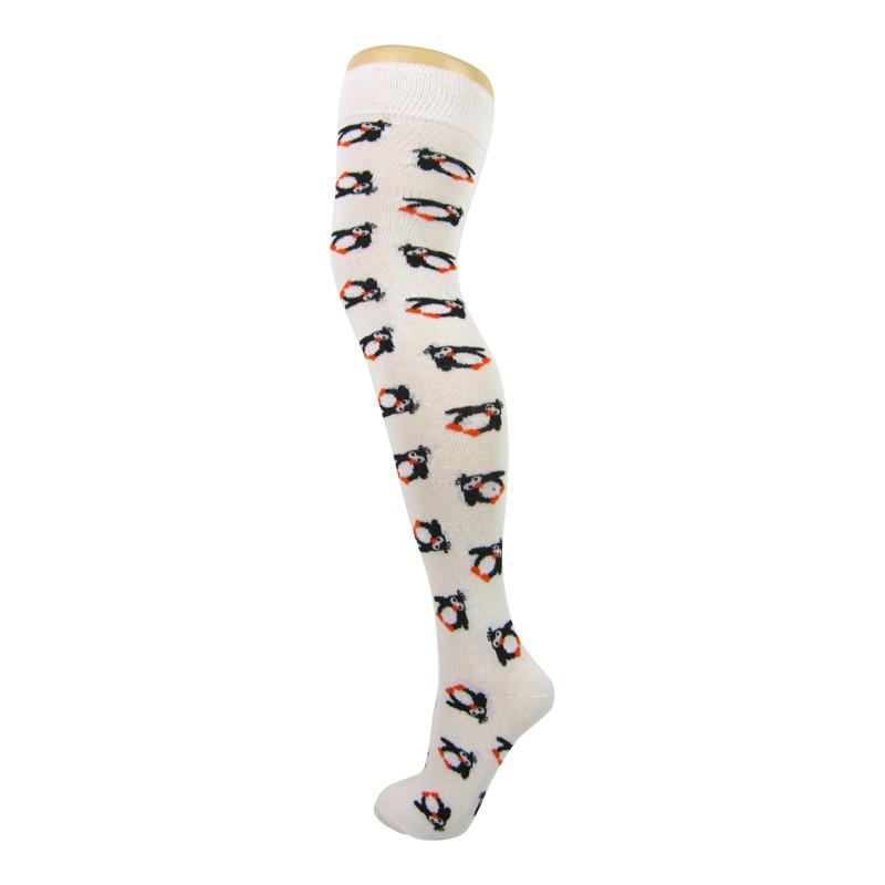 Soft Knit Cotton Blend Penguin Over the Knee Socks - Leggsbeautiful