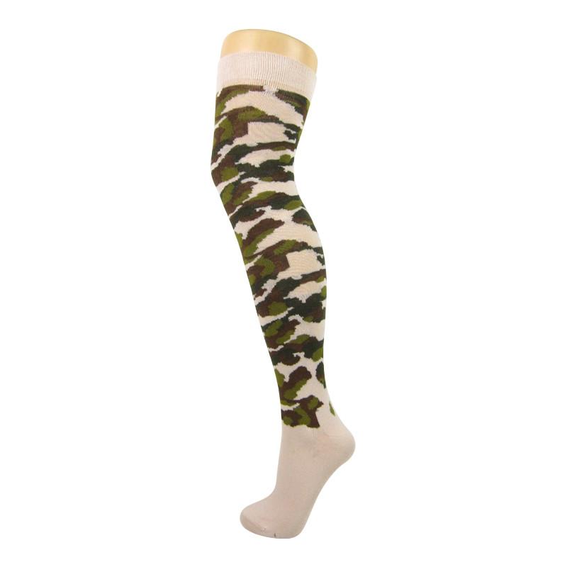 Cotton Blend Camouflage Over The Knee Socks - Leggsbeautiful
