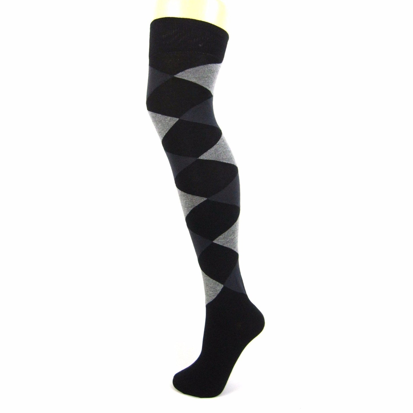 Load image into Gallery viewer, Cotton Blend Diamond Pattern Over The Knee Socks - Leggsbeautiful
