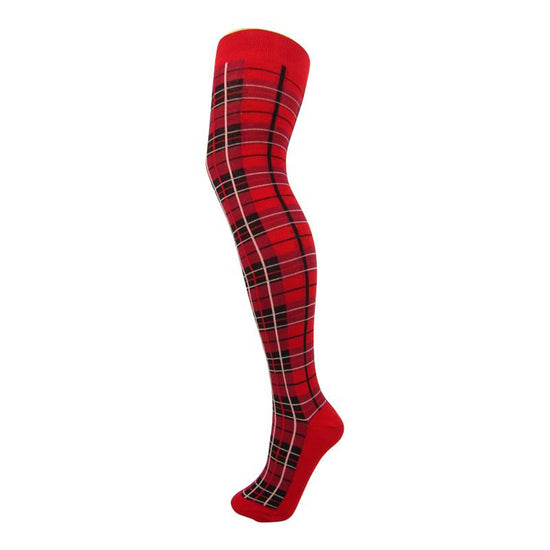 Mac Cotton Blend Tartan Plaid Over The Knee Socks - Leggsbeautiful