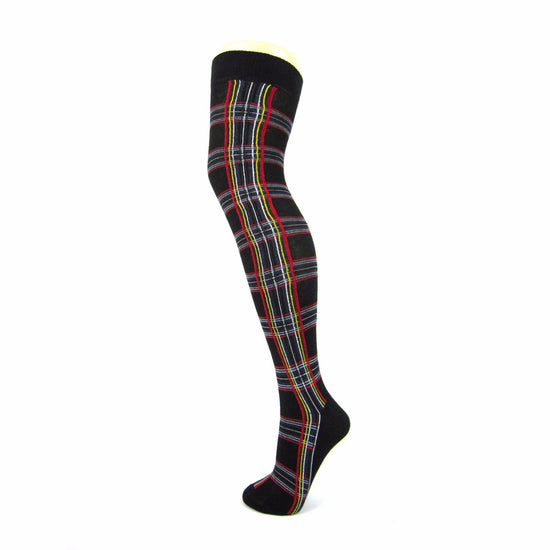 Cotton Blend Tartan Over The Knee Socks - Leggsbeautiful