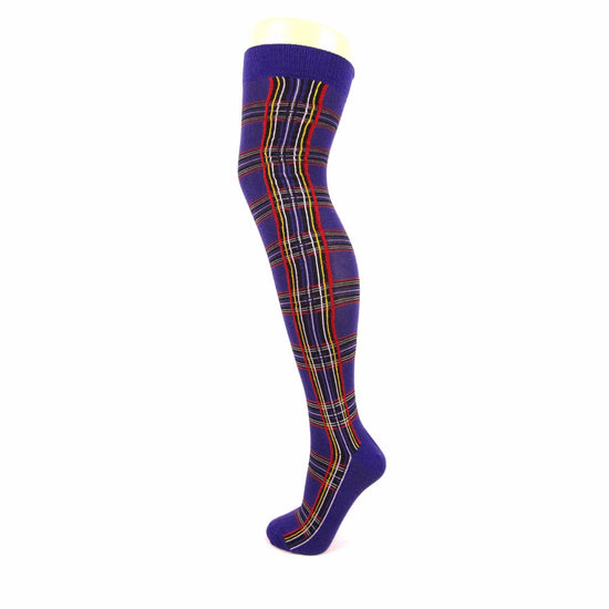 Cotton Blend Tartan Over The Knee Socks - Leggsbeautiful