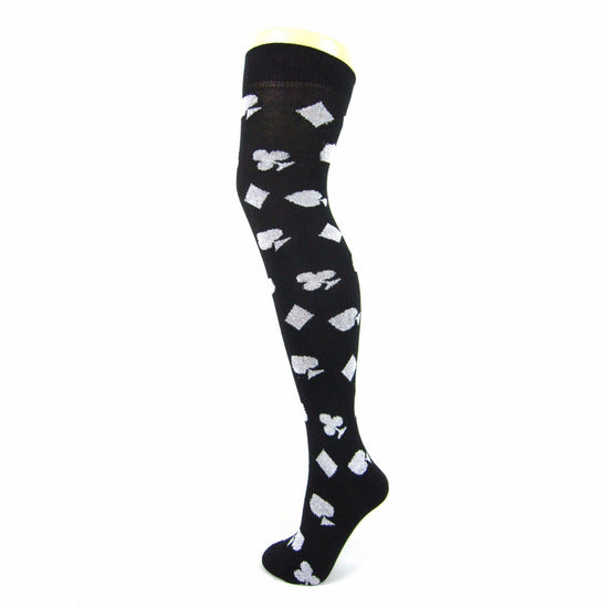 Cotton Blend Playing Card Over The Knee Socks - Leggsbeautiful