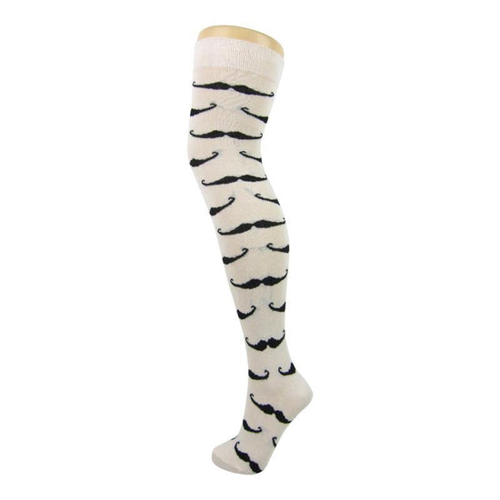 Cotton Blend Moustache Over the Knee Boot Socks - Leggsbeautiful