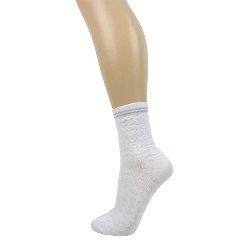Cotton Blend Ankle Socks With Mini Heart Pattern - Leggsbeautiful