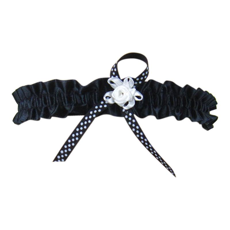 Novelty Thin Lace Garter With Spot Ribbon - Leggsbeautiful