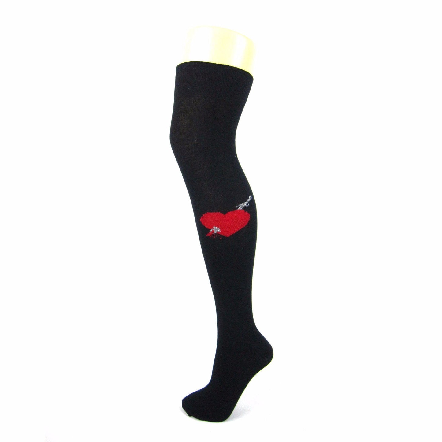 Cotton Blend Over The Knee Socks With Heart & Dagger - Leggsbeautiful