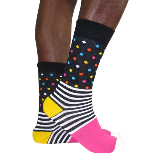 Luv Socks Men's Cotton Blend Stripes And Spot Ankle Socks - Leggsbeautiful