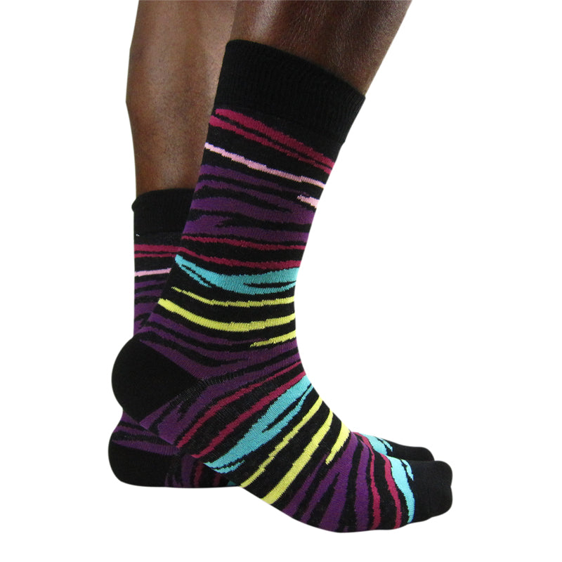 Load image into Gallery viewer, Luv Men&amp;#39;s Cotton Blend Multi Zebra Ankle Socks - Leggsbeautiful
