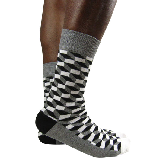 Load image into Gallery viewer, Luv Socks Men&amp;#39;s Cotton Blend 3D Cube Ankle Socks - Leggsbeautiful
