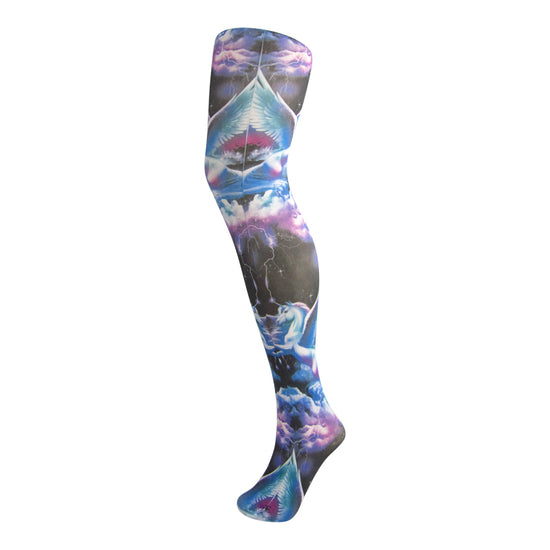 70 Denier Galaxy Unicorn Print Opaque Tights - Leggsbeautiful