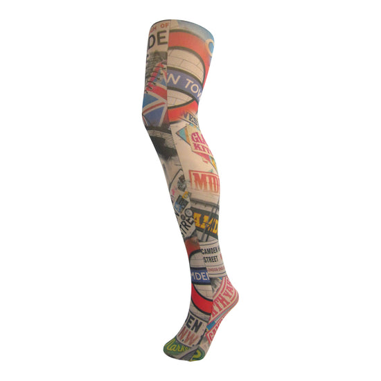 70 Denier Camden And London Vibes Print Tights - Leggsbeautiful