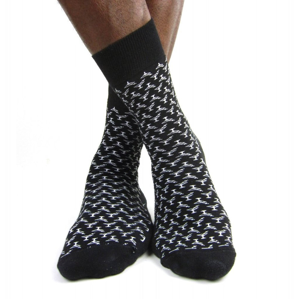 Luv Socks Men's Cotton Blend Martini Print Ankle Socks - Leggsbeautiful