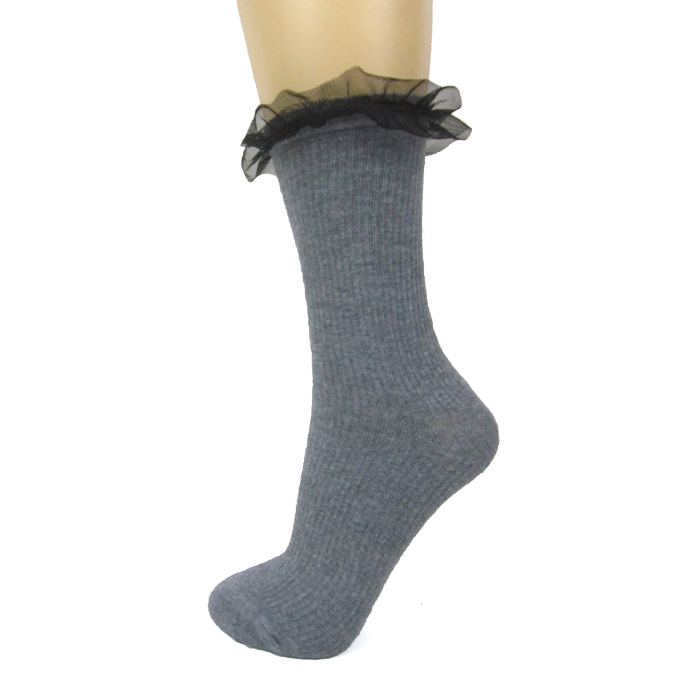 Milena Cotton Blend Mesh Frill Ankle Socks - Leggsbeautiful