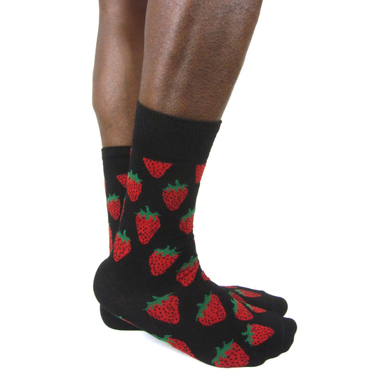 Luv Socks Men's Cotton Blend Strawberry Ankle Socks - Leggsbeautiful
