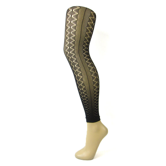 Zig Zag Pattern Footless Net Tights - Leggsbeautiful