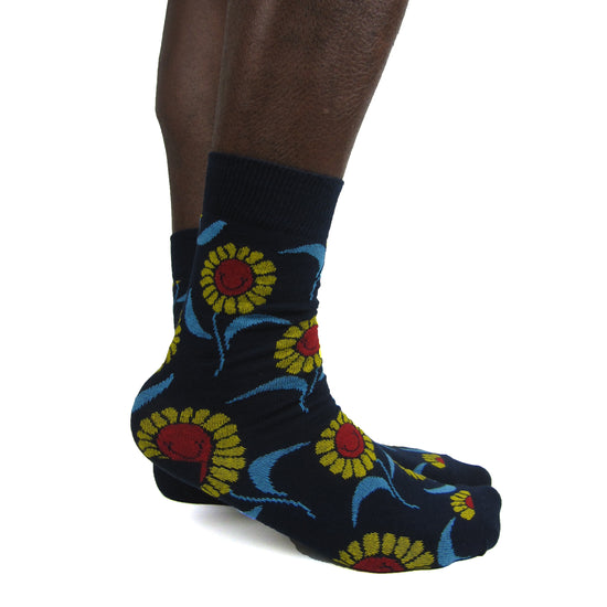 Luv Socks Men's Cotton Happy Sunflower Ankle Socks - Leggsbeautiful