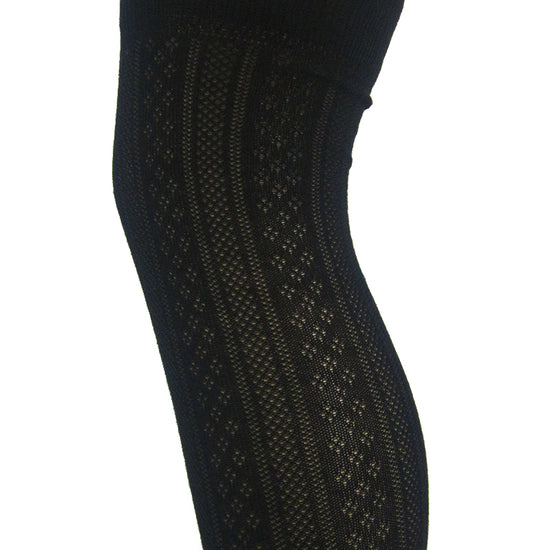 Cotton Blend Knit Contrast Pattern Over The Knee Socks - Leggsbeautiful