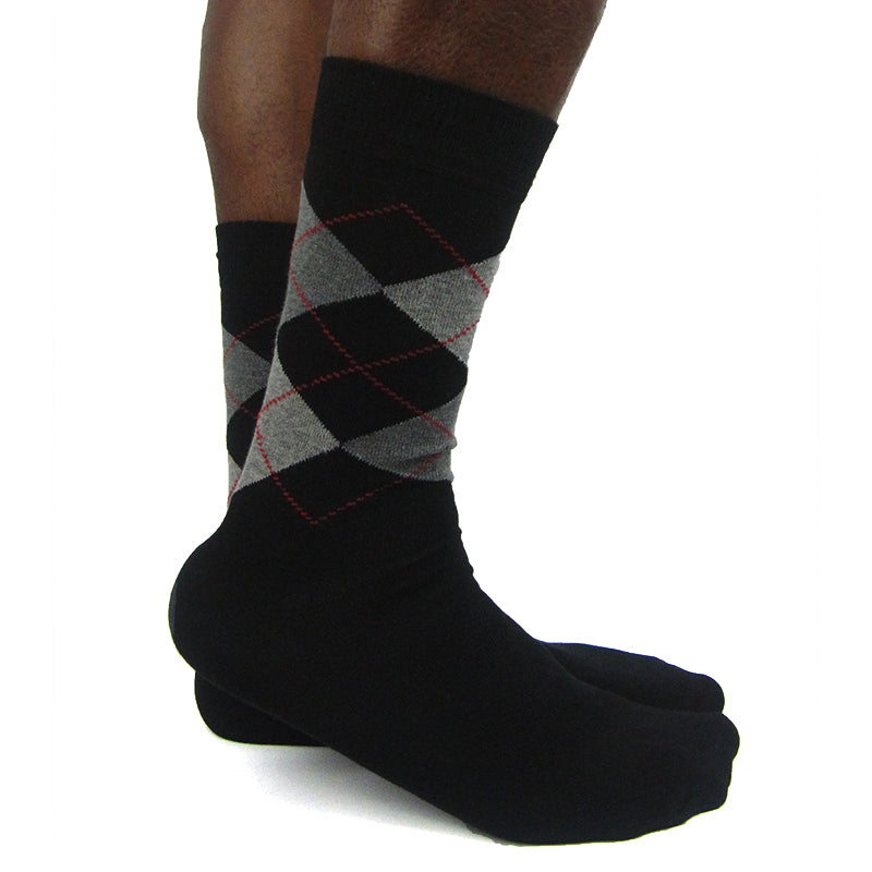 Men's Cotton Blend Dark Argyle Ankle Socks - Leggsbeautiful