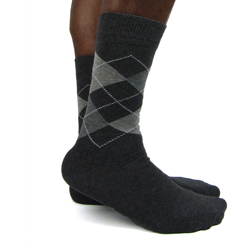 Men's Cotton Blend Dark Argyle Ankle Socks - Leggsbeautiful