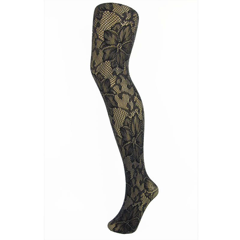 Load image into Gallery viewer, Bold Floral Pattern Soft Stretch Fishnet Tights - Leggsbeautiful
