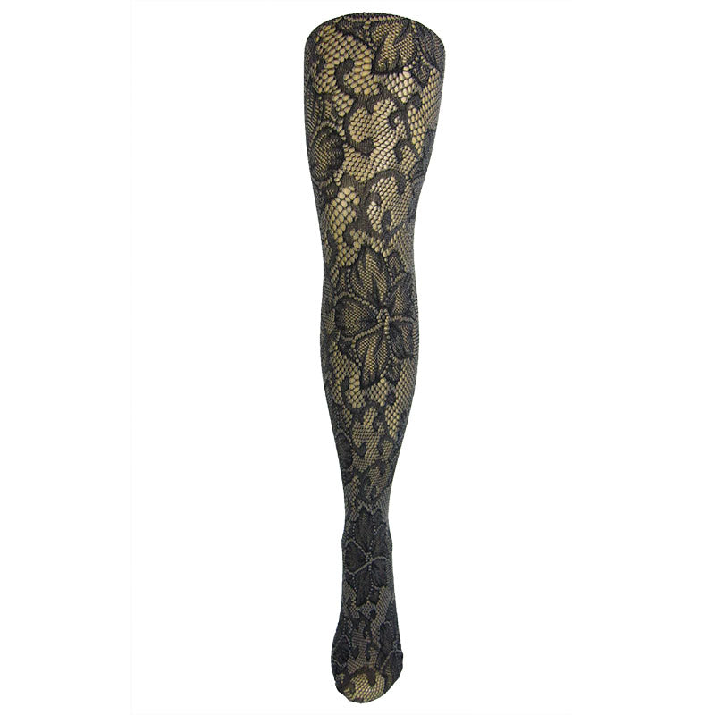 Load image into Gallery viewer, Bold Floral Pattern Soft Stretch Fishnet Tights - Leggsbeautiful
