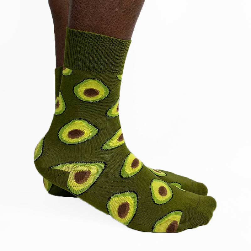 Luv Socks Men's Cotton Blend Avocado Print Crew Socks