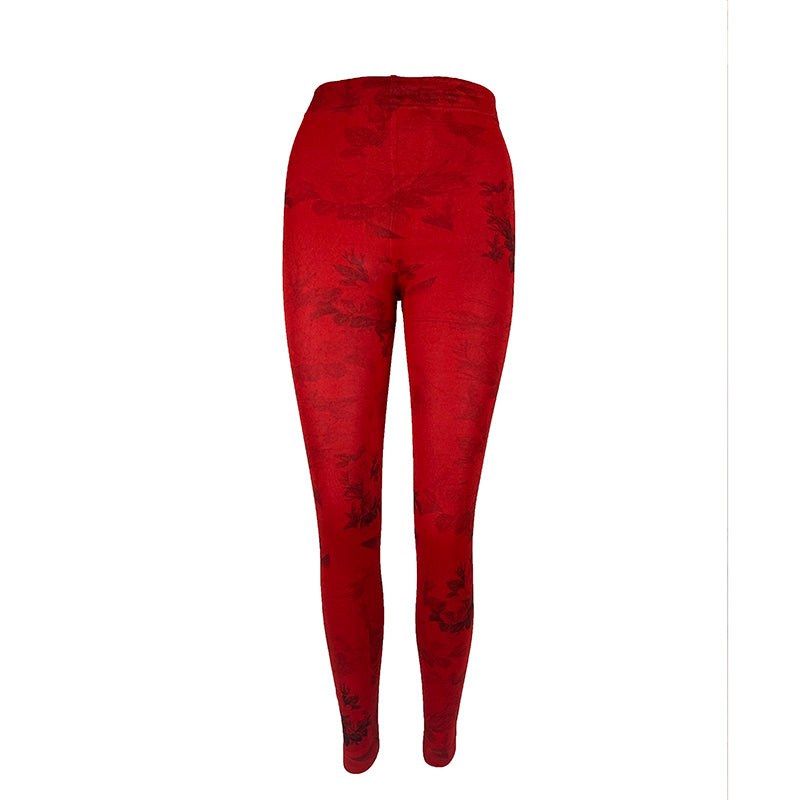 Fleece Lined Footless Floral Print Tights