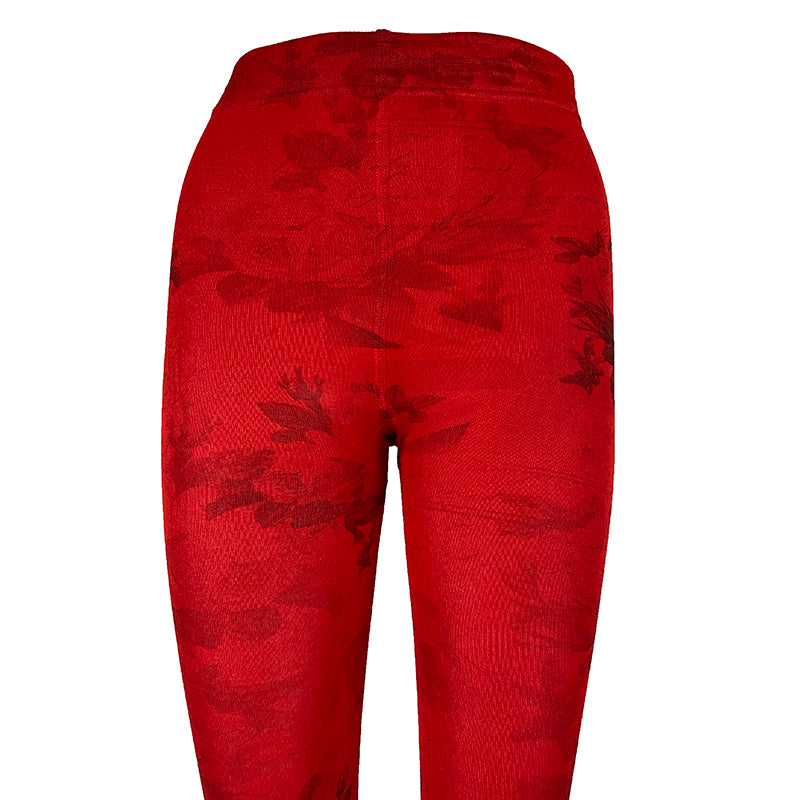 Fleece Lined Footless Floral Print Tights