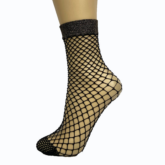Veneziana Lurex Top Oversized Fishnet Ankle Socks