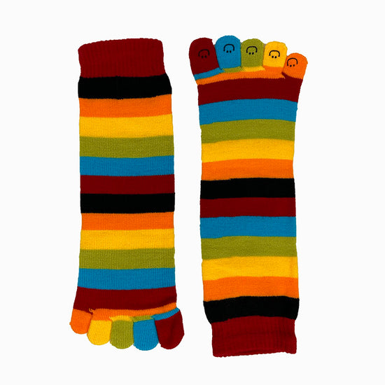 Men's Acrylic Blend Stripe Five Toe Crew Socks