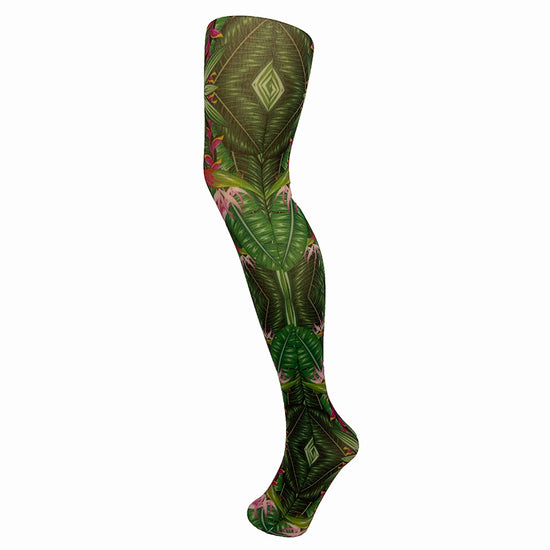 Tropical Bird of Paradise & Flamingo Print 70 Denier Opaque Tights