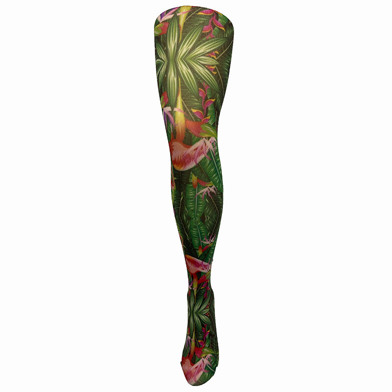 Tropical Bird of Paradise & Flamingo Print 70 Denier Opaque Tights
